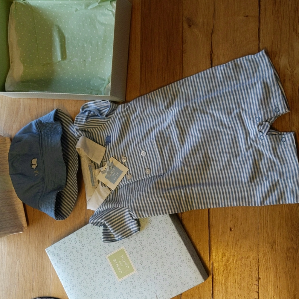 Janie & Jack Romper and Hat set 3-6mo NWT and box